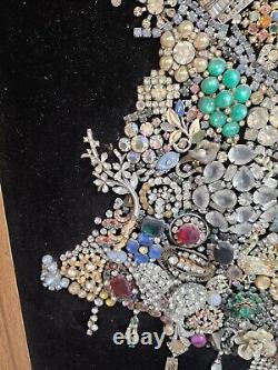 Huge Vintage Costume Jewelry Christmas Tree One of a Kind Wood Framed 30 x 24