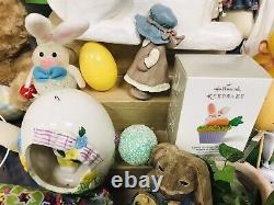 Huge Vintage Modern Easter Holiday Decor Lot Bunnies Eggs Table Decor & More
