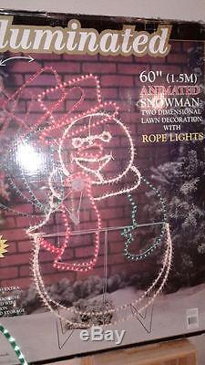 Illuminated Snowman Rope Light Animated Rare Frosty Christmas Decoration