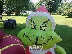 Inflatable Airblown Blow Up Grinch that Stole Christmas with max in sleigh