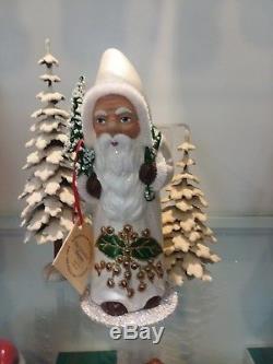 Ino Schaller White Santa with Holly Candy Container