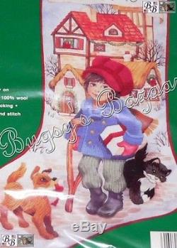 JCA TINY TIMS STOCKING Crewel Stitchery Christmas Kit Joan Marchie