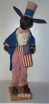 Jack Roads Vintage folk art Patriotic Bunny Rabbit 4th Of July 1991 26 EUC Jack Roads Vintage folk art Patriotic Bunny Rabbit 4th Of July 1991 26 EUC