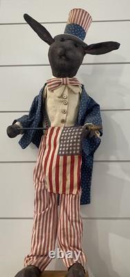 Jack Roads Vintage folk art Patriotic Bunny Rabbit 4th Of July 1991 26 EUC Jack Roads Vintage folk art Patriotic Bunny Rabbit 4th Of July 1991 26 EUC
