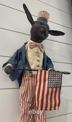 Jack Roads Vintage folk art Patriotic Bunny Rabbit 4th Of July 1991 26 EUC Jack Roads Vintage folk art Patriotic Bunny Rabbit 4th Of July 1991 26 EUC