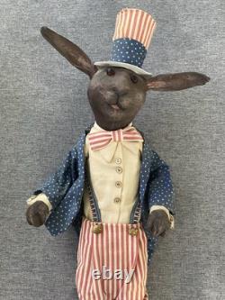 Jack Roads Vintage folk art Patriotic Bunny Rabbit 4th Of July 1991 26 EUC Jack Roads Vintage folk art Patriotic Bunny Rabbit 4th Of July 1991 26 EUC