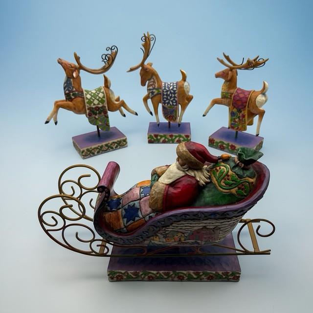 Jim Shore 2004 Set Of 4 1 Sleigh Delivering Joy With3 Reindeer Complete Read