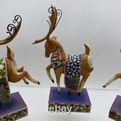 Jim Shore 2004 Set of 4 1 Sleigh Delivering Joy with3 Reindeer Complete READ