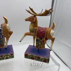 Jim Shore 2004 Set of 4 1 Sleigh Delivering Joy with3 Reindeer Complete READ