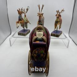 Jim Shore 2004 Set of 4 1 Sleigh Delivering Joy with3 Reindeer Complete READ
