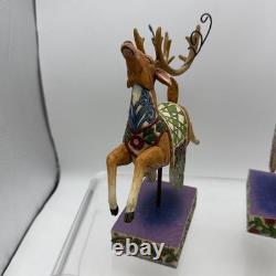 Jim Shore 2004 Set of 4 1 Sleigh Delivering Joy with3 Reindeer Complete READ