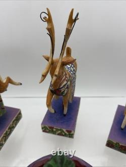 Jim Shore 2004 Set of 4 1 Sleigh Delivering Joy with3 Reindeer Complete READ