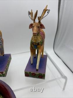 Jim Shore 2004 Set of 4 1 Sleigh Delivering Joy with3 Reindeer Complete READ