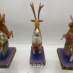 Jim Shore 2004 Set of 4 1 Sleigh Delivering Joy with3 Reindeer Complete READ