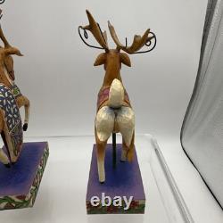 Jim Shore 2004 Set of 4 1 Sleigh Delivering Joy with3 Reindeer Complete READ