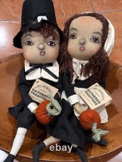Joe Spencer Gathered Traditions Adam & Eve Pilgrim Thanksgiving Doll Set New Nwt