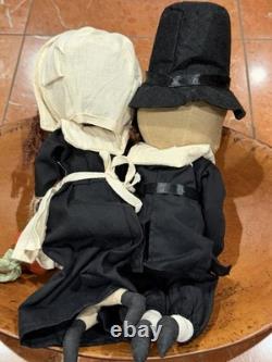 Joe Spencer Gathered Traditions Adam & Eve Pilgrim Thanksgiving Doll Set New Nwt