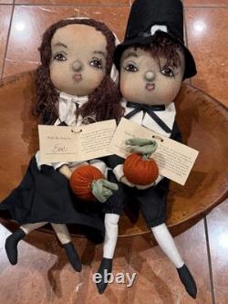 Joe Spencer Gathered Traditions Adam & Eve Pilgrim Thanksgiving Doll Set New Nwt
