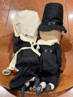 Joe Spencer Gathered Traditions Adam & Eve Pilgrim Thanksgiving Doll Set New Nwt