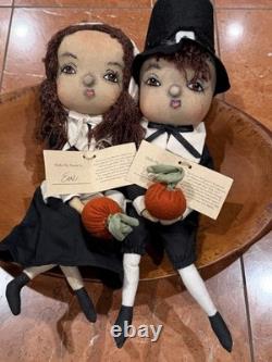 Joe Spencer Gathered Traditions Adam & Eve Pilgrim Thanksgiving Doll Set New Nwt