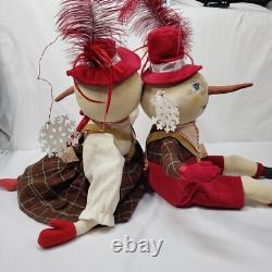 Joe Spencer Gathered Traditions Snowman Couple Set Of 2 Christmas Folk Dolls Joe Spencer Gathered Traditions Snowman Couple Set Of 2 Christmas Folk Dolls