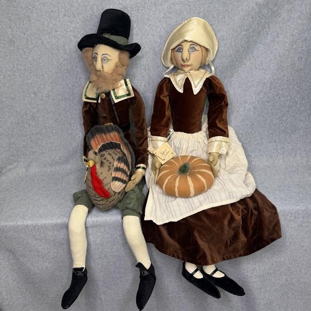 Joe Spencer Gathered Traditions Thanksgiving Artist Dolls Prudence & Myles 36