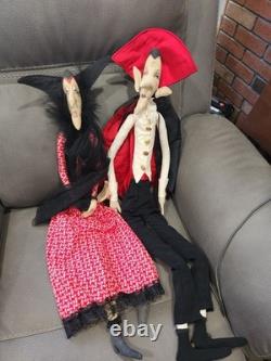 Joe Spencer Gathered Traditions The Count Vampire and Countess Halloween Dolls