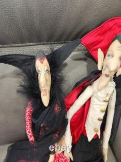 Joe Spencer Gathered Traditions The Count Vampire and Countess Halloween Dolls