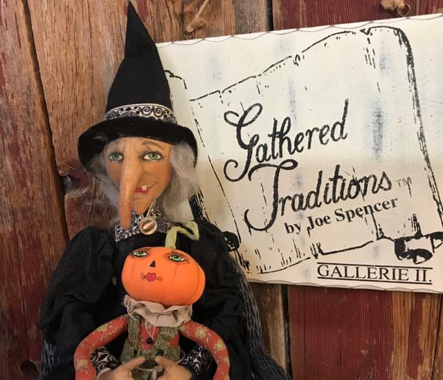 Joe Spencer Halloween Marleigh Witch Withpumpkin Doll 31 Shelf Sitter