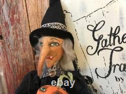 Joe Spencer Halloween Marleigh Witch withpumpkin doll 31 shelf sitter