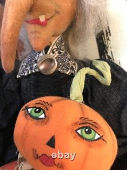 Joe Spencer Halloween Marleigh Witch withpumpkin doll 31 shelf sitter