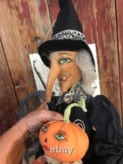 Joe Spencer Halloween Marleigh Witch withpumpkin doll 31 shelf sitter