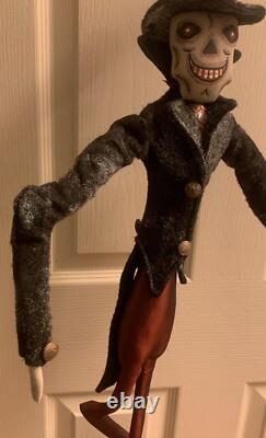 Joe Spencers Mr. Bones 29 skeleton figure on stand for Halloween