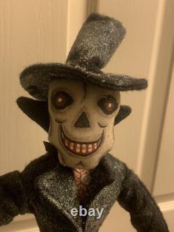 Joe Spencers Mr. Bones 29 skeleton figure on stand for Halloween