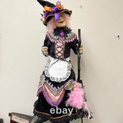 KAREN DIDION HALLOWEEN WITCH DOLL WITH Pink FEATHER BROOM Rare Gingerbread 24 KAREN DIDION HALLOWEEN WITCH DOLL WITH Pink FEATHER BROOM Rare Gingerbread 24