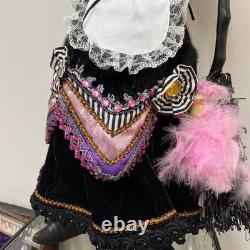 KAREN DIDION HALLOWEEN WITCH DOLL WITH Pink FEATHER BROOM Rare Gingerbread 24 KAREN DIDION HALLOWEEN WITCH DOLL WITH Pink FEATHER BROOM Rare Gingerbread 24