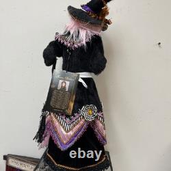 KAREN DIDION HALLOWEEN WITCH DOLL WITH Pink FEATHER BROOM Rare Gingerbread 24 KAREN DIDION HALLOWEEN WITCH DOLL WITH Pink FEATHER BROOM Rare Gingerbread 24
