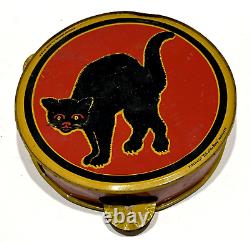 KIRCHHOF Life of The Party Vintage Halloween Tin Tambourine Black Cat Pre-1960