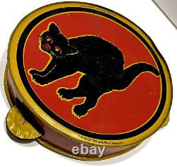 KIRCHHOF Life of The Party Vintage Halloween Tin Tambourine Black Cat Pre-1960