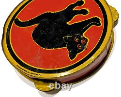 KIRCHHOF Life of The Party Vintage Halloween Tin Tambourine Black Cat Pre-1960