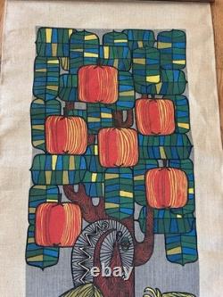Kalle Berglund Adam and Eve in paradise Swedish Wall hanging Linen MCM Art Rare