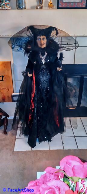 Karen Didion Originals Collection- Black Widow Witch Doll Withblack Crow 47inches