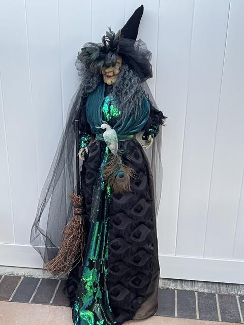 Karen Didion Originals Collection Priscilla Peacock Witch Doll Approx 55 Inch