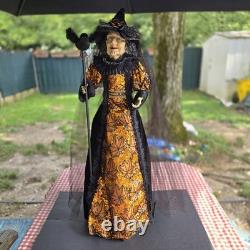 Karen Didion Witch with Crow Staff Orange and Black with Veil 36 EUC