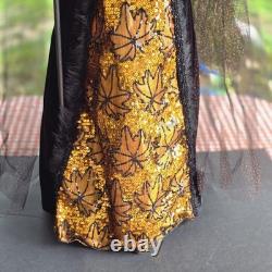 Karen Didion Witch with Crow Staff Orange and Black with Veil 36 EUC