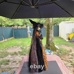 Karen Didion Witch with Crow Staff Orange and Black with Veil 36 EUC