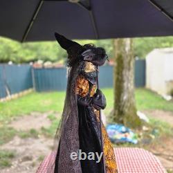 Karen Didion Witch with Crow Staff Orange and Black with Veil 36 EUC