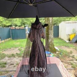 Karen Didion Witch with Crow Staff Orange and Black with Veil 36 EUC