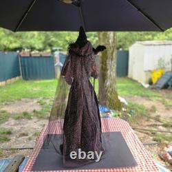 Karen Didion Witch with Crow Staff Orange and Black with Veil 36 EUC