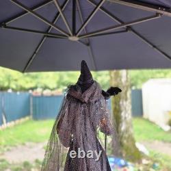 Karen Didion Witch with Crow Staff Orange and Black with Veil 36 EUC